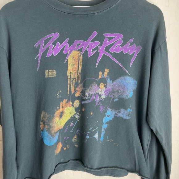 Daydreamer Prince Purple Rain Graphic Crop Long Sleeve Shirt Top Size XS - Picture 4 of 6